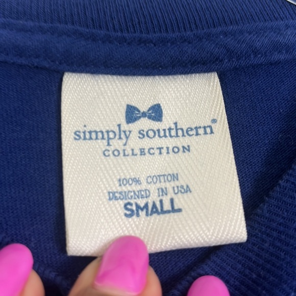 Simply Southern Collection T-Shirt Women Small Navy Long Sleeve 100% Cotton - Picture 5 of 7